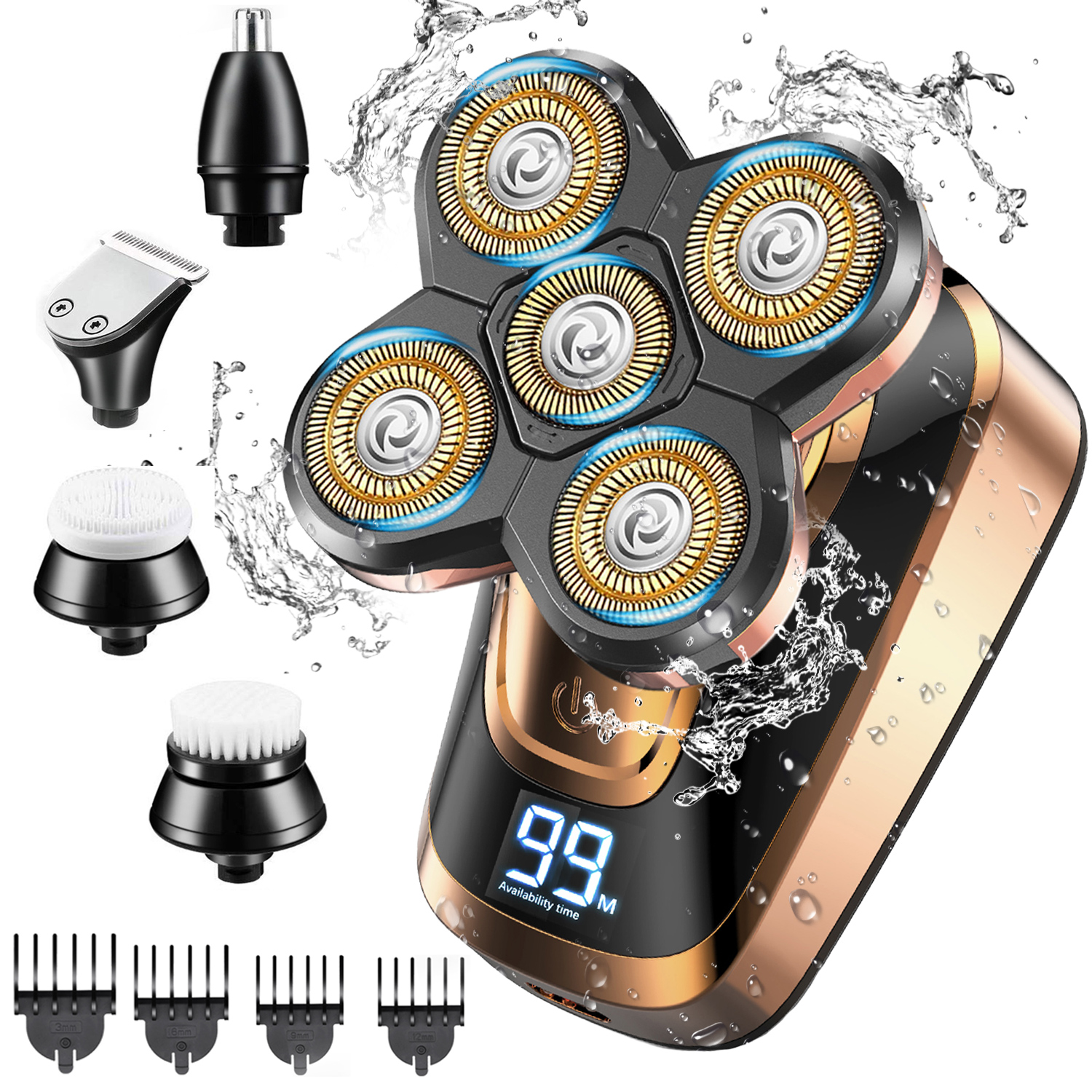 Head Shavers for Bald Men,CHLANT 5 in 1 Electric Razor for Men Wet&Dry  Waterproof,Men's Electric Shaver Cordless Rechargeable Bald Head Shaver for  Men with Nose Beard Trimmer Hair Clipper Facial Brush -
